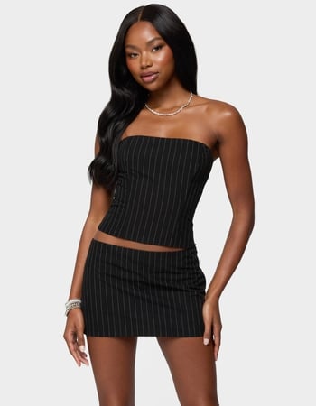 EDIKTED Maeve Pinstripe Strapless Corset Primary Image