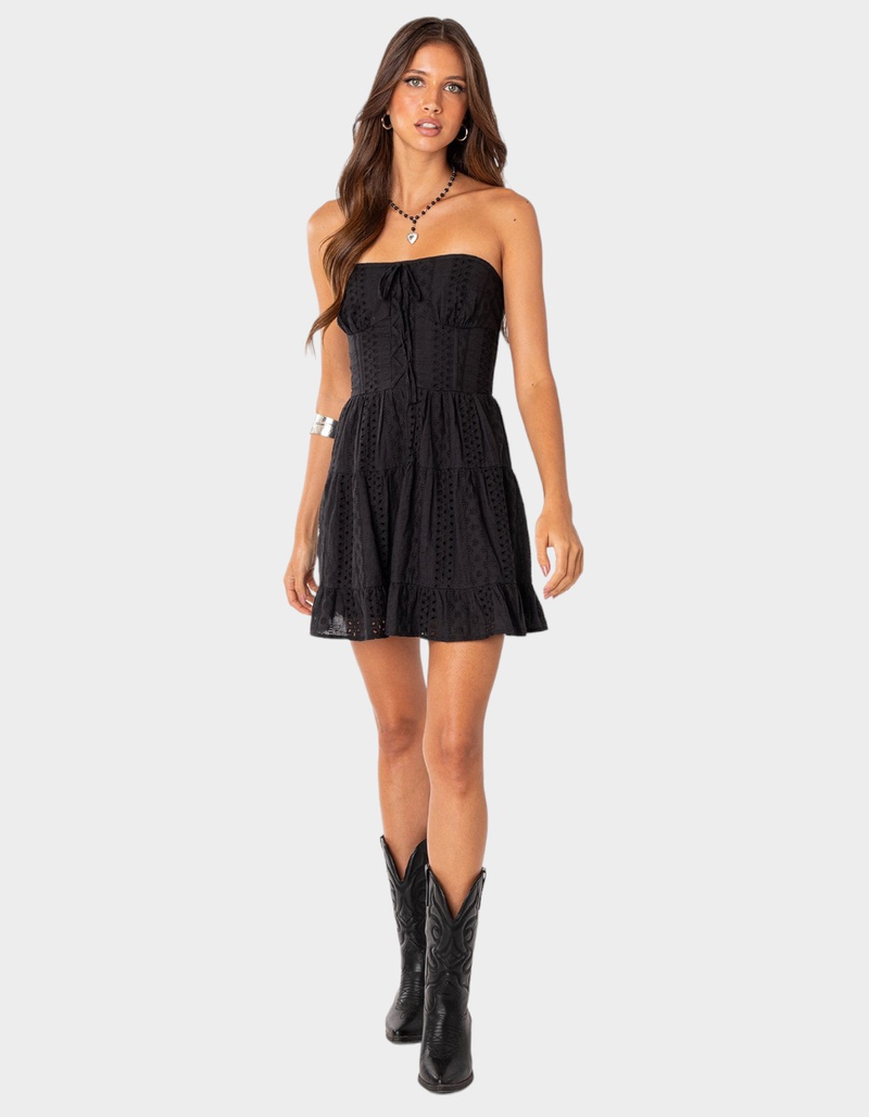 EDIKTED Liora Lacey Cotton Mini Dress image number 2