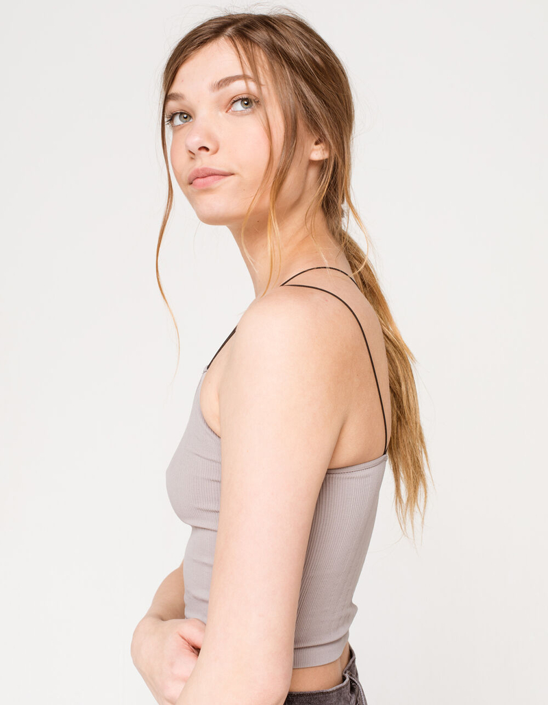 FULL TILT Strappy Seamless Grey Bralette image number 1