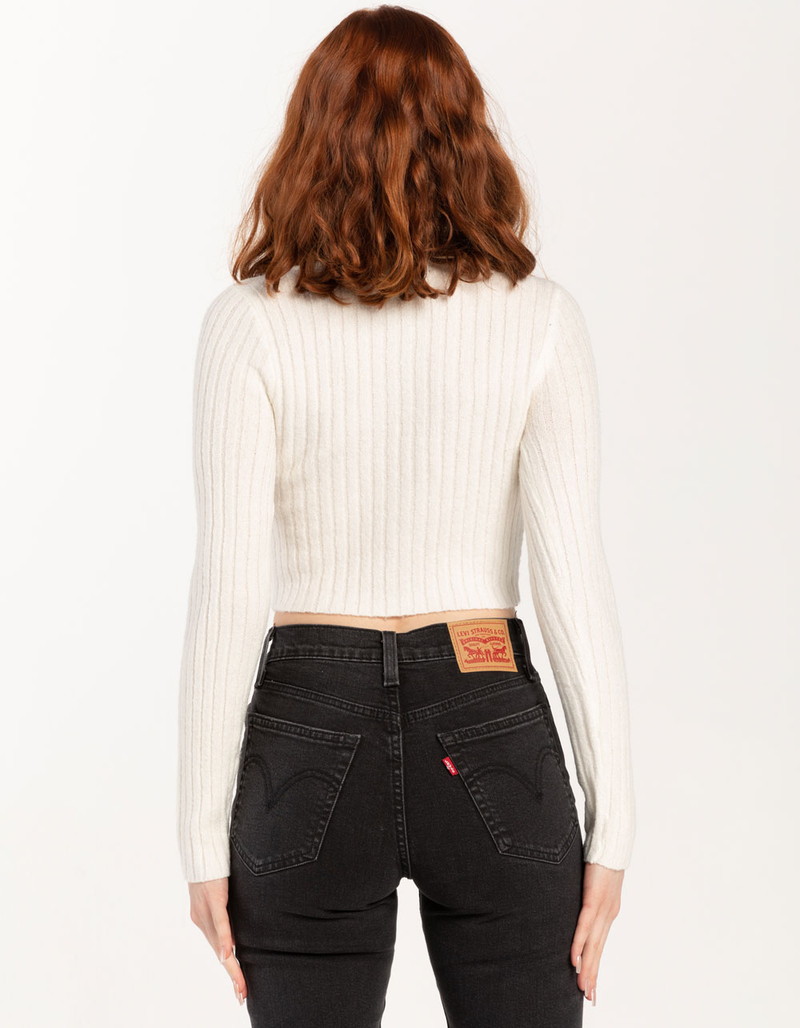 SAY WHAT? Zip V-Neck Womens Sweater image number 3