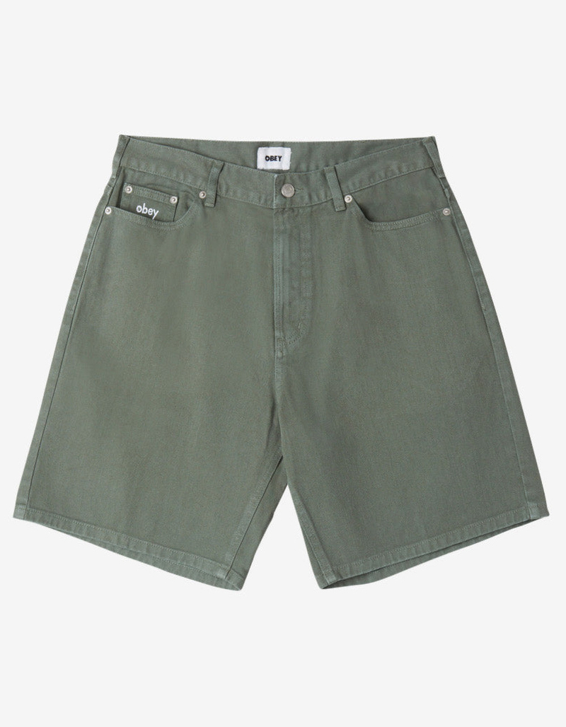 OBEY Bigwig Mens Baggy Denim Shorts GREEN Tillys