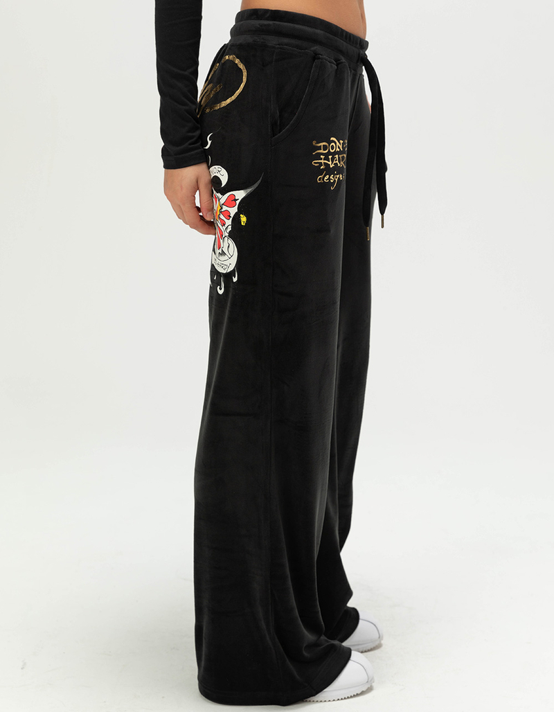 ED HARDY Amor Butterfly Womens Velour Sweatpants image number 3