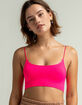 FULL TILT Seamless Skinny Strap Neon Hot Pink Bralette image number 1