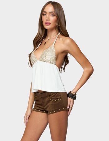 EDIKTED Hallie Sequin Babydoll Halter Top Alternative Image