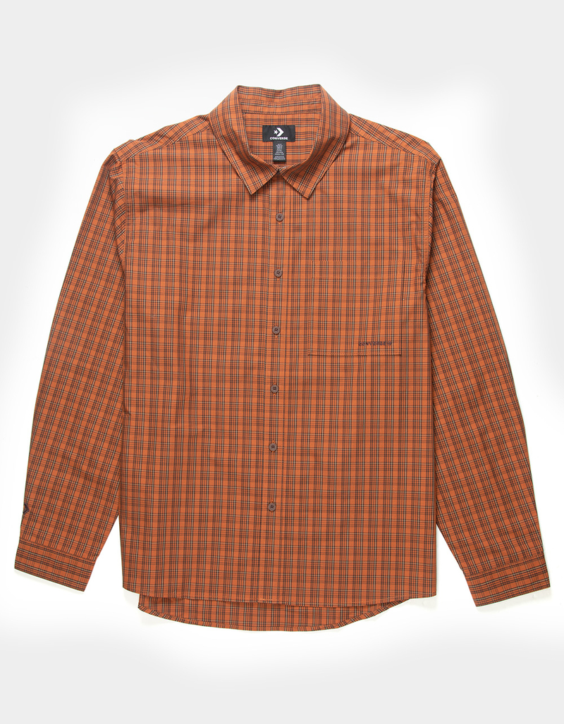 CONVERSE Basic Plaid Mens Long Sleeve Button Up Shirt image number 0