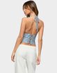 EDIKTED Lacey Polka Dot Lace Up Halter Top image number 3