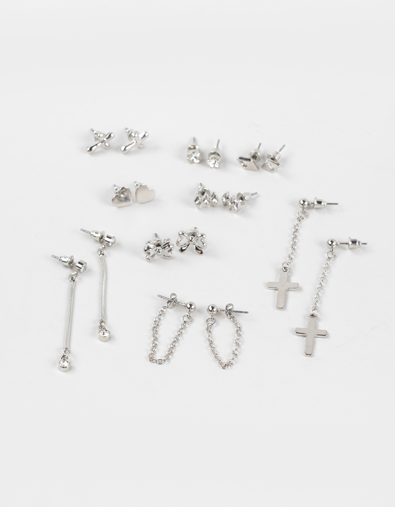FULL TILT 9 Pack Dainty Stud Dangle Earrings image number 0