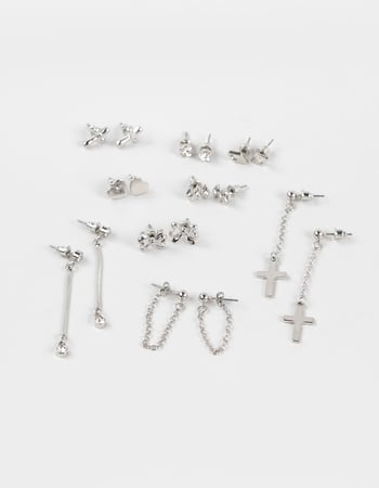 FULL TILT 9 Pack Dainty Stud Dangle Earrings Primary Image