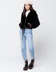 KNOW ONE CARES Fur Zip Womens Black Jacket image number 4