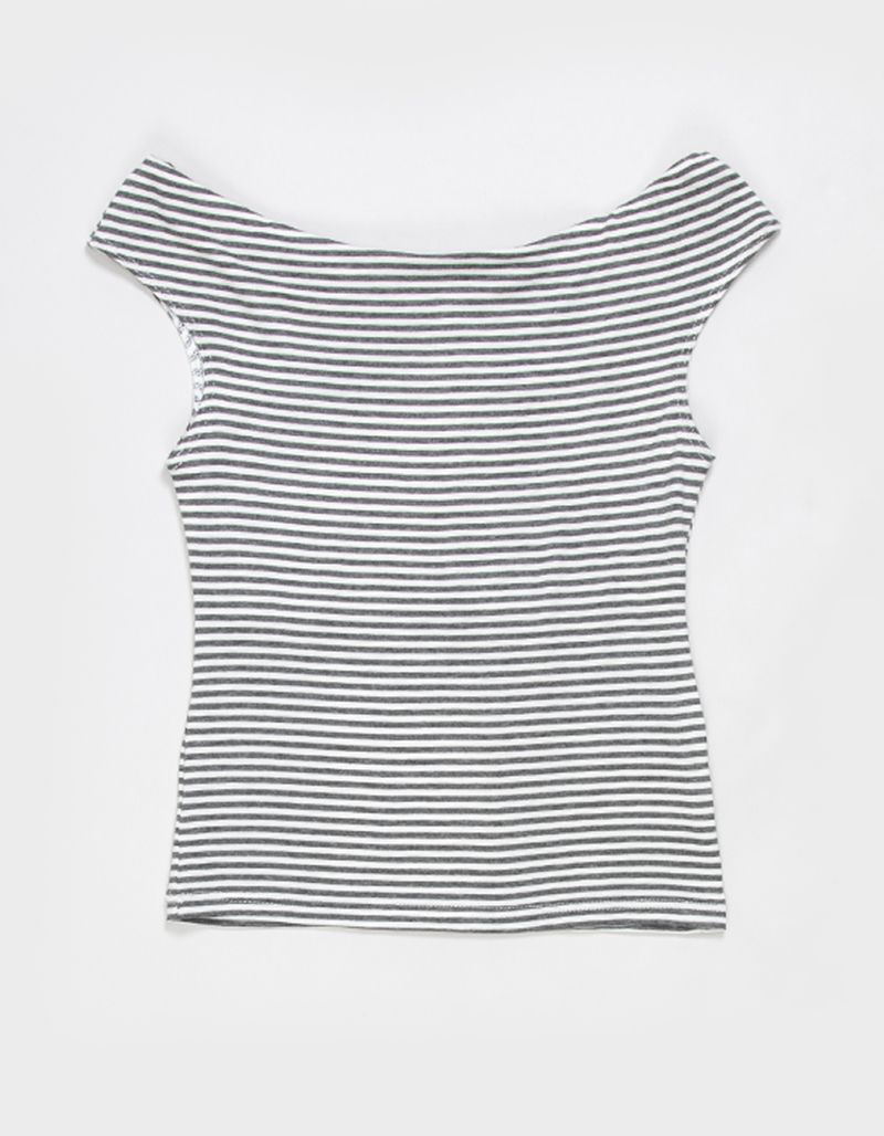 FULL TILT Girls Stripe Off The Shoulder Top image number 1