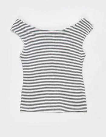 FULL TILT Girls Stripe Off The Shoulder Top Alternative Image