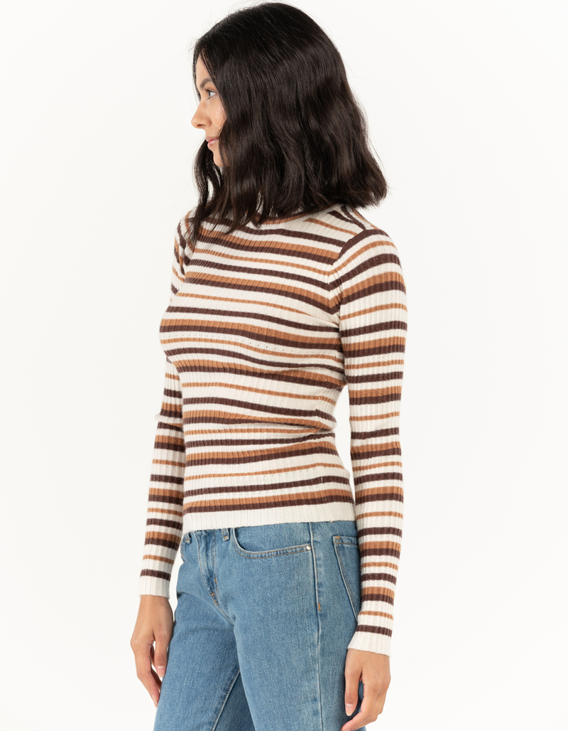 RSQ Womens Rib Stripe Mock Neck Pullover Sweater image number 2