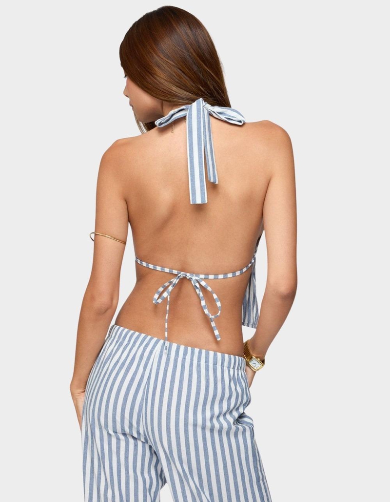 EDIKTED Macey Striped Split Front Backless Top image number 2
