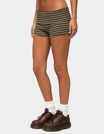 EDIKTED Jody Striped Foldover Shorts Alternative Image