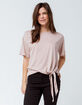 TRES BIEN Oversized Tie Front Mocha Womens Tee image number 2