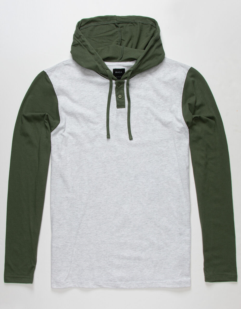 RVCA Pick Up II Mens Gray & Olive Lightweight Hoodie image number 0