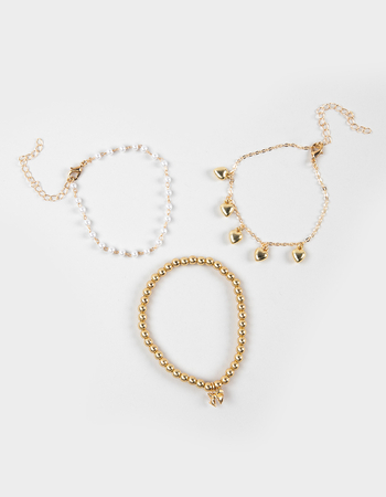 FULL TILT 3 Pack Pearl/Heart Beaded Bracelets Primary Image