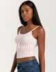 LOVE KNITS NYC Pointelle Rib Womens Tank Top image number 3