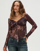 FULL TILT Floral Mesh Womens Hanky Top image number 2