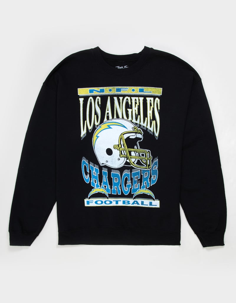JUNK FOOD Los Angeles Chargers Helmet Mens Crewneck Sweatshirt image number 0