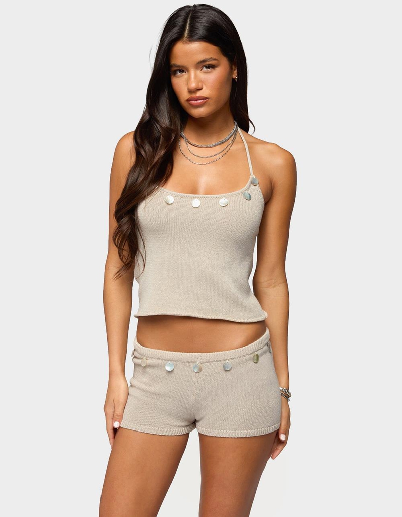 EDIKTED Nicca Iridescent Knit Halter Top image number 0