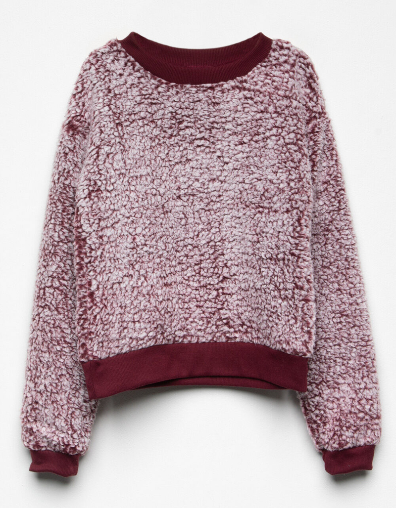 DESTINED Frosted Burgundy Girls Crew Sweatshirt image number 1