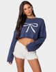 EDIKTED Knit Bow Cropped Sweater image number 1