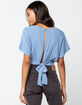 SKY AND SPARROW Solid Open Tie Back Womens Light Blue Top image number 2