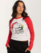 RSQ x Peanuts Holiday Womens Snoopy Long Sleeve Raglan Tee image number 5