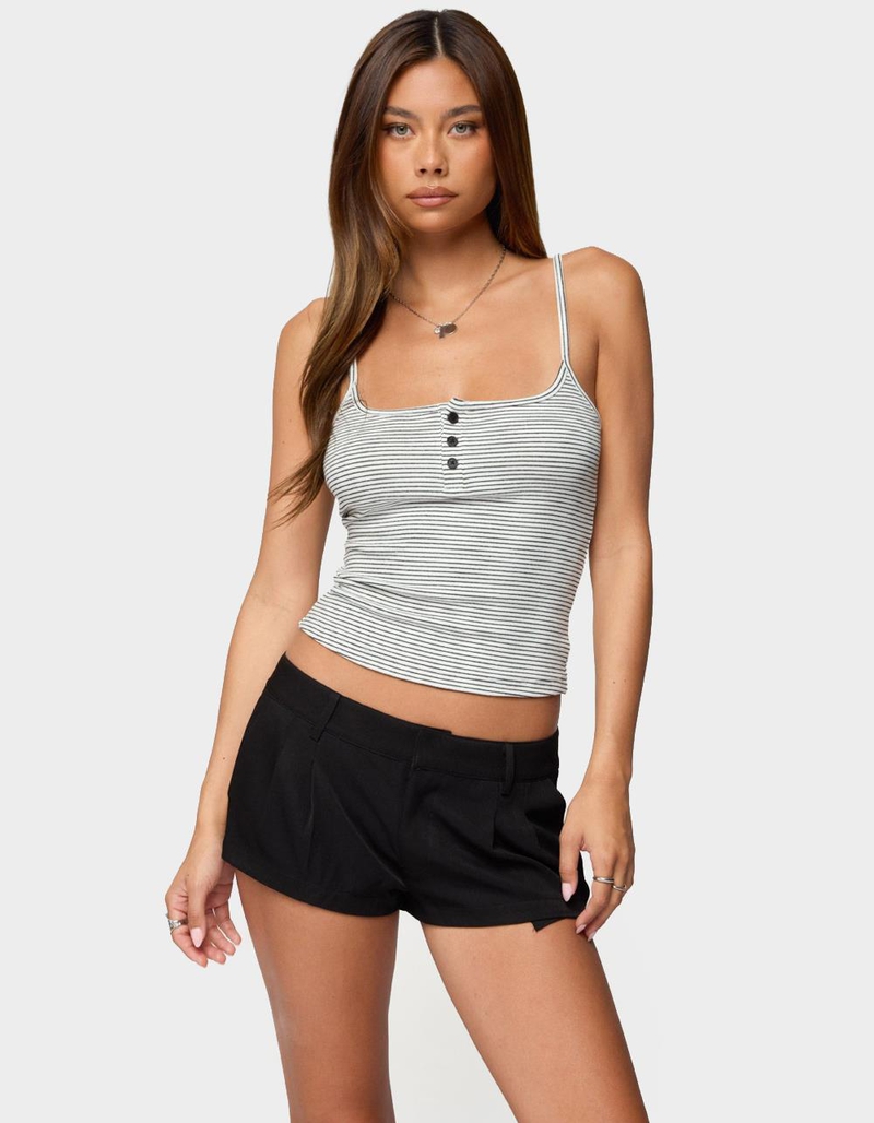 EDIKTED Striped Henley Tank Top image number 0
