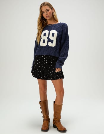 RSQ Womens Cable Number Sweater Alternative Image