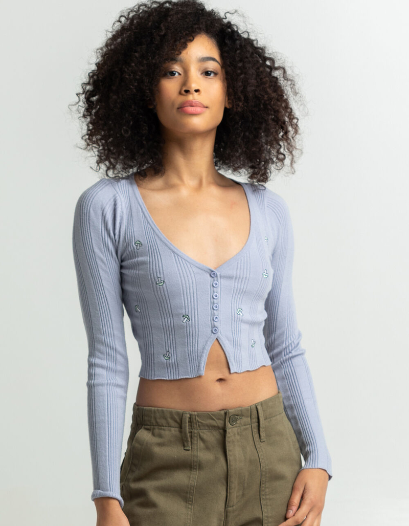 FULL TILT Mushroom Womens Ribbed Cardigan image number 0