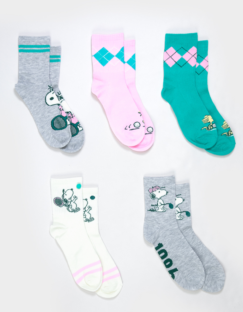 PEANUTS Snoopy 5 Pack Womens Classic Rib Crew Socks image number 0