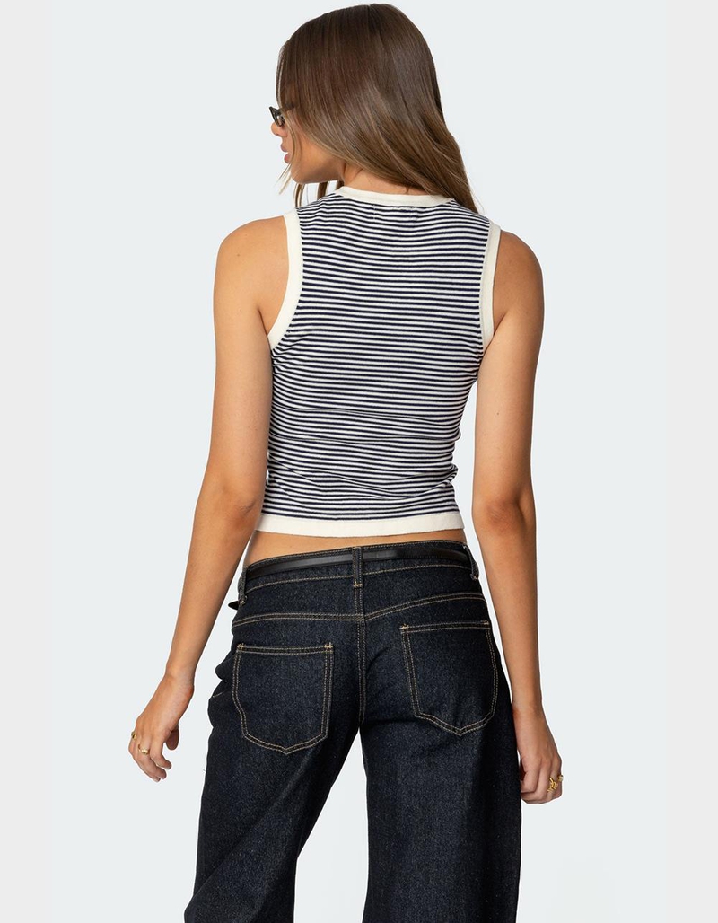 EDIKTED Everson Striped Button Up Knit Top image number 4
