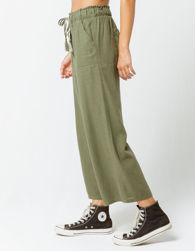 SKY AND SPARROW Linen Crop Womens Wide Leg Pants image number 1