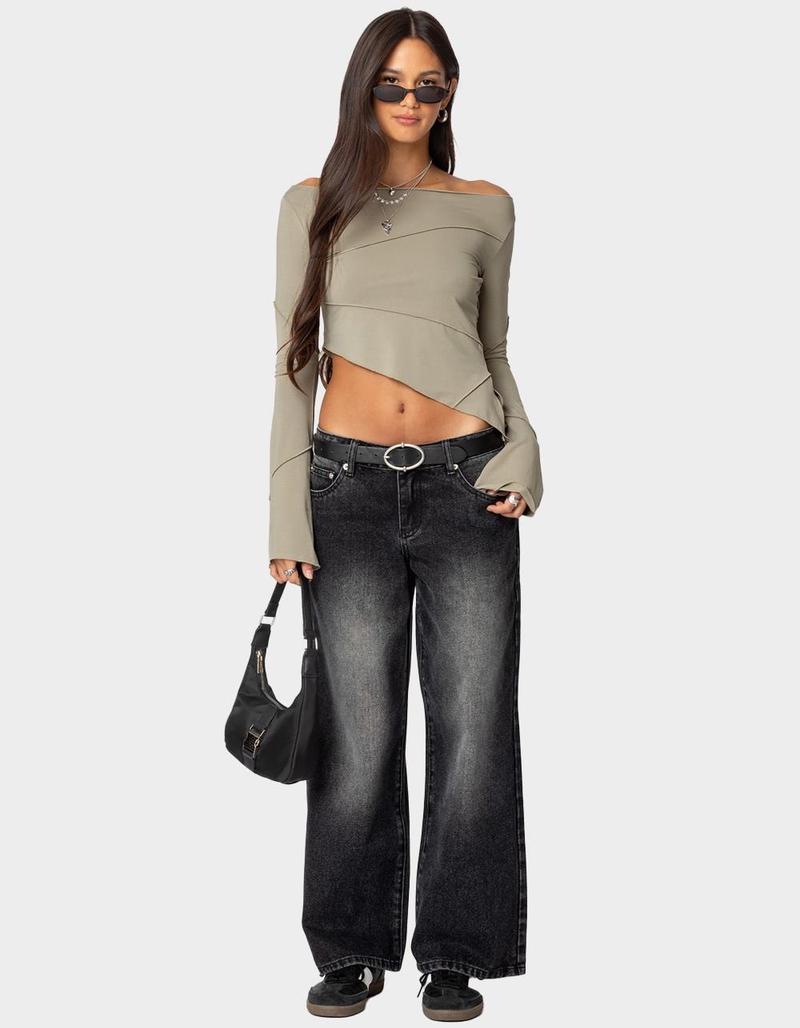 EDIKTED Maura Boat Neck Asymmetric Top image number 1