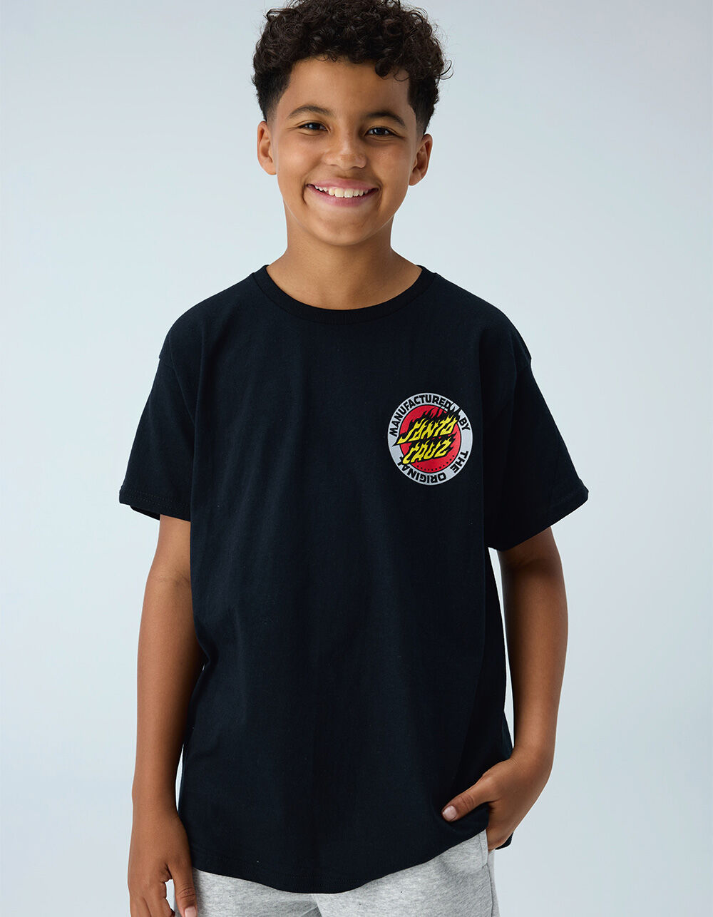SANTA CRUZ Flamed Mfg Dot Boys Tee - BLACK | Tillys