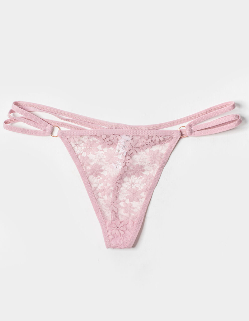 FULL TILT Strappy Side Lace Dusty Pink Thong image number 0