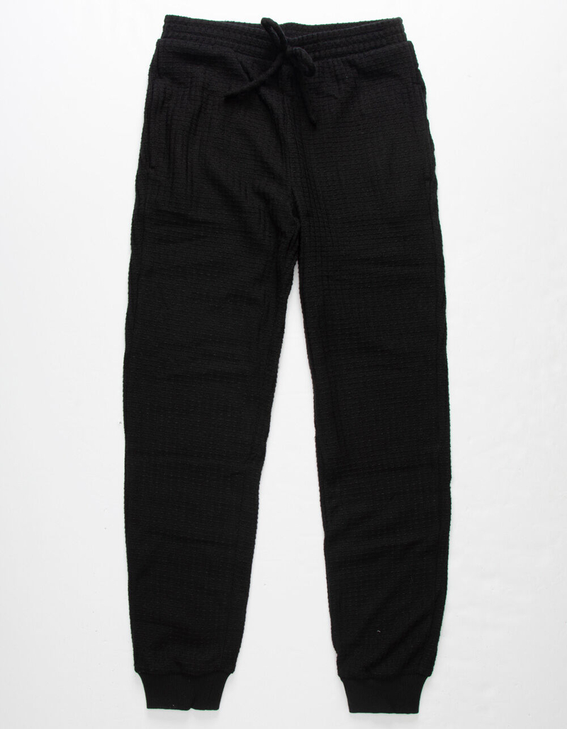 WHITE FAWN Waffle Knit Black Girls Jogger Pants image number 0