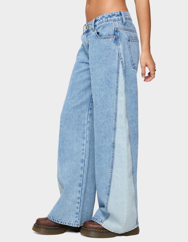 EDIKTED Genna Contrast Panel Low Rise Jeans image number 1