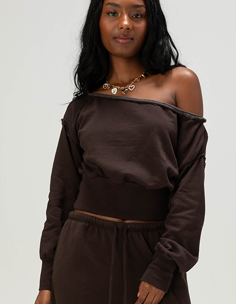 NECTAR CLOTHING Off The Shoulder Womens Long Sleeve Knit Top image number 0