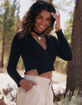 RSQ Womens Pointelle Rib Wrap Top image number 6