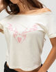 FULL TILT Heart Womens Off The Shoulder Top image number 5