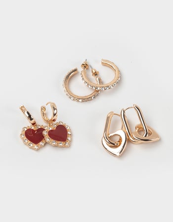 FULL TILT 3 Pack Heart Hoop Earrings Primary Image