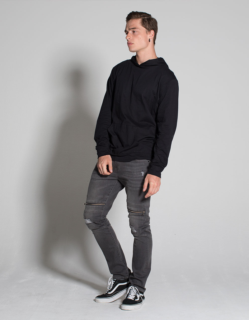 RSQ Seattle Moto Zip Mens Skinny Taper Ripped Jeans image number 4