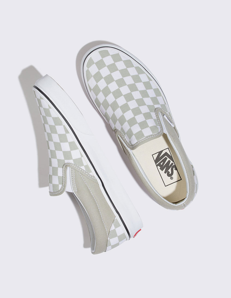 VANS Checkerboard Classic Slip-On Desert Sage Womens Shoes image number 1