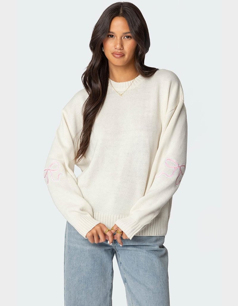 EDIKTED Rutie Bow Patch Sweater image number 0