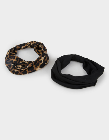FULL TILT 2 Pack Leopard/Solid Headbands Primary Image