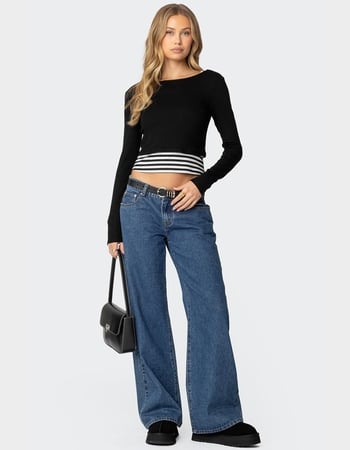 EDIKTED Shania Layered Striped Top Alternative Image