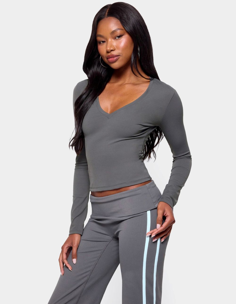 EDIKTED Ferne Long Sleeve V-Neck Top image number 1